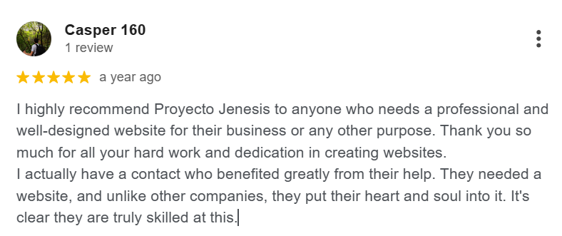 Client review for Proyecto Jenesis SEO services